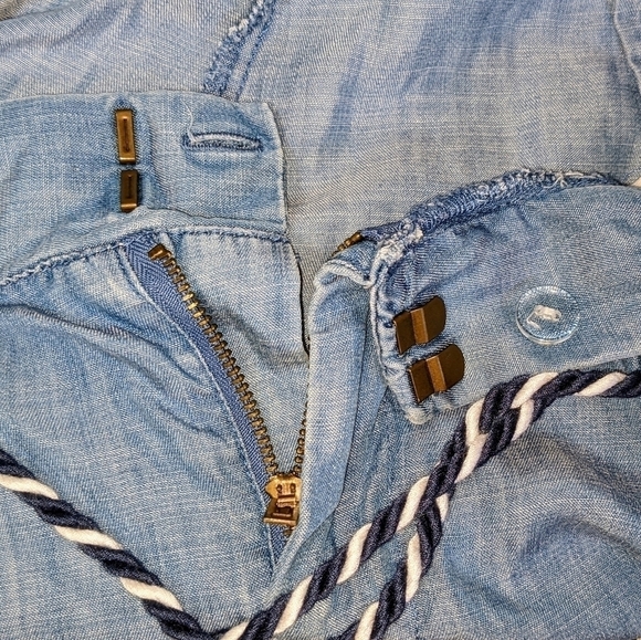 Blue Buttery Soft Comfy Shorts with Rope Belt by L.O.G.G. - Picture 3 of 7